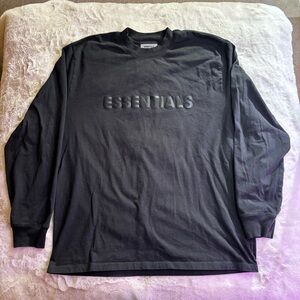 Fear of God Essentials Men's Long Sleeve Black Tee, Size XL